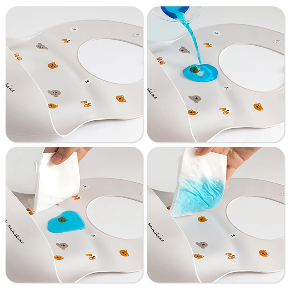 Baby-Lätzchen, wasserdicht, weicher Silikon-Schal, Sommer, süßer Kirschdruck, verstellbare Lätzchen, Spucktücher, Baby-Fütterungsschürzen, Kinder essen – Detail 4
