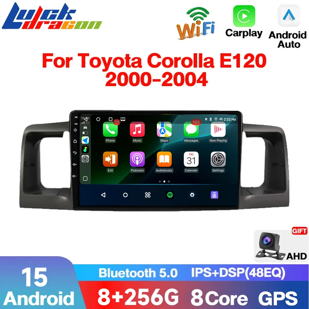 

Android 15 Carplay Car Radio Multimedia For Toyota Corolla E120 BYD F3 2007-2011 Video Player carplay DSP IPS 6GRAM WiFi