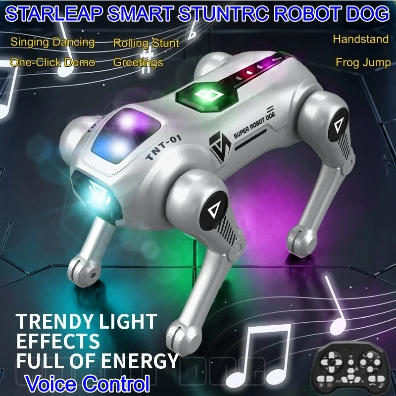 Smart Stunt RC Robot Dog Voice Control Programmable Stunt RC Dog Sing Dance Greetings Flexible limbs Multi Functional Robot Dog