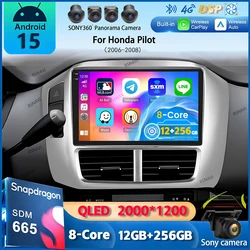Android 15 Carplay Auto Car Radio For Honda Pilot 2006 2007 2008 Multimedia Video Player GPS Navigation Stereo WIFI+4G Head Unit