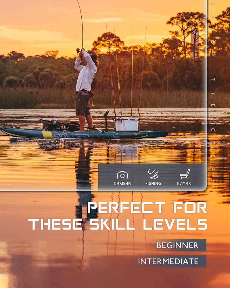 Inflatable Fishing Kayak with Two Rod Holder  Three Air Chamber CE  Certificate  Paddleboard  Waterplay Surfing view 6
