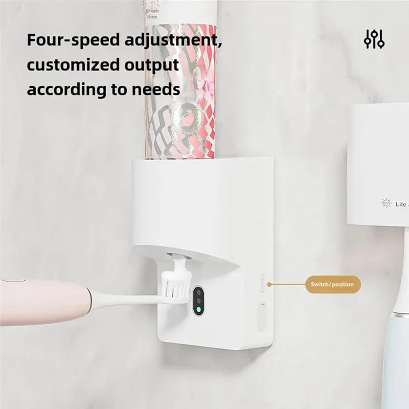 Automatische detectie Elektrische tandpastadispenser Kindvriendelijke applicator met opbergrek voor zorg
