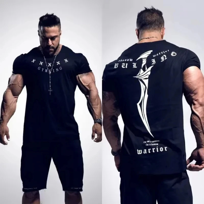 2026 Warrior Sword Graphic Fitness Short Sleeve T-Shirt, Kids Adults Crew Neck Tee, Gym Workout Loose Casual Streetwear Top