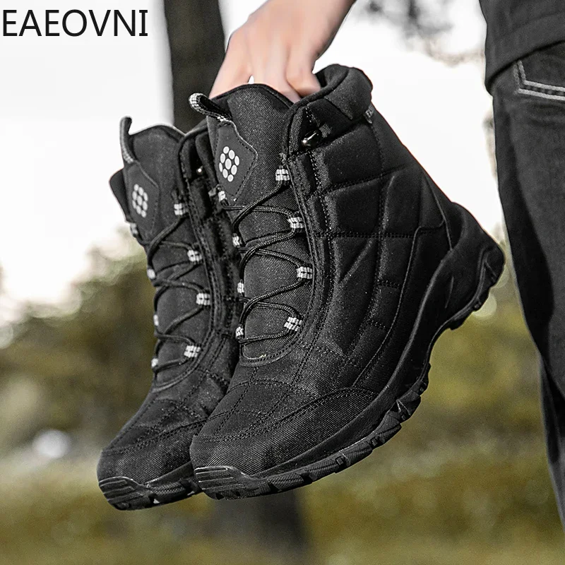 Men's Winter Boots Snow Boot Classic Round Toe High Tops Men Shoes Velvet Thickening EAEOVNI Explosive Style Male Shoe Hot Sale