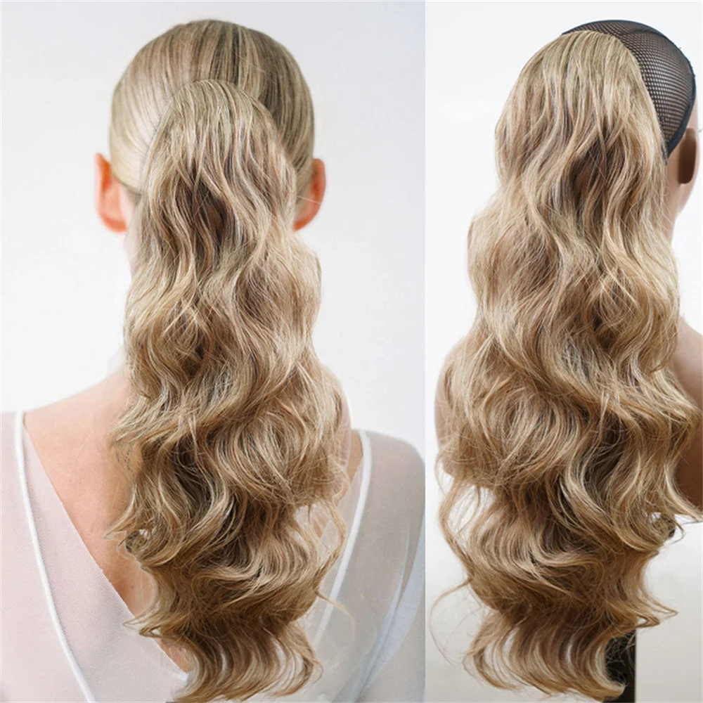 60Cm Natuurlijke Trekkoord Pluizige Krullende Paardenstaart Pruik Vrouwen Golf Synthetische Hair Extensions Foto Rekwisieten