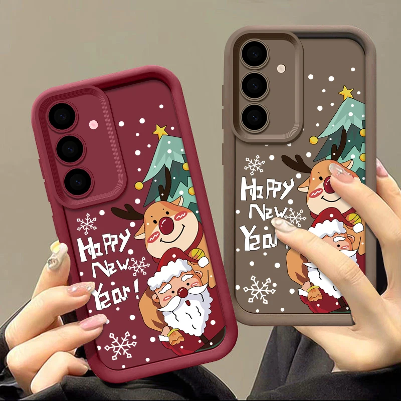 Custodia di Natale Capodanno per Samsung Galaxy A34 A14 A15 A35 A55 A16 A54 A53 A52 S25 S24 S23 S22 S21 Ultra Plus S24 FE Cover morbida