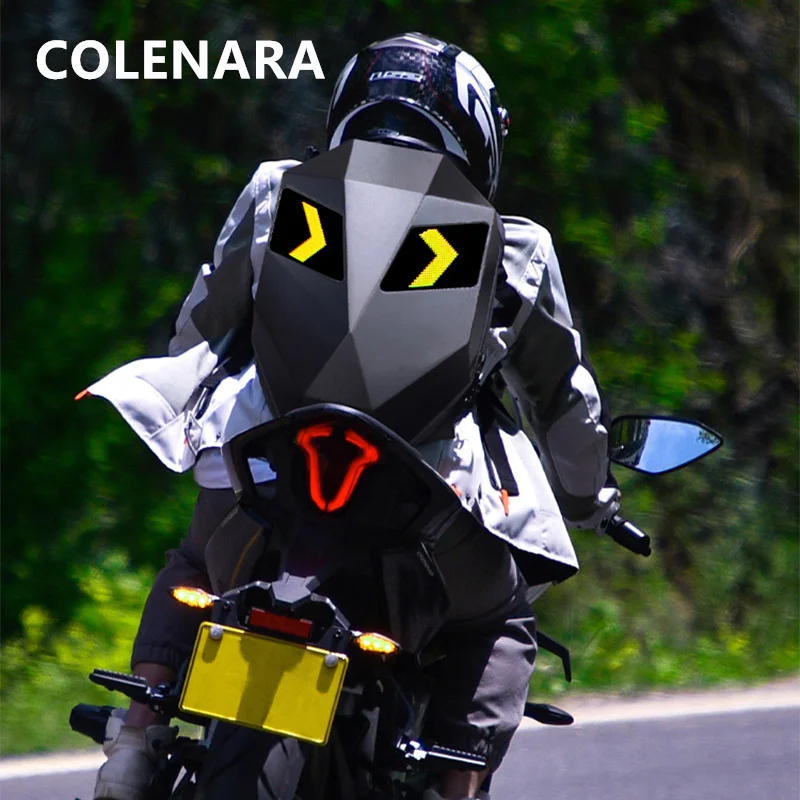 

COLENARA LED Light-emitting Backpack Men's Motorcycle Riding Shoulder Bag ABS + PC Laptop Schoolbag Waterproof Backpacks