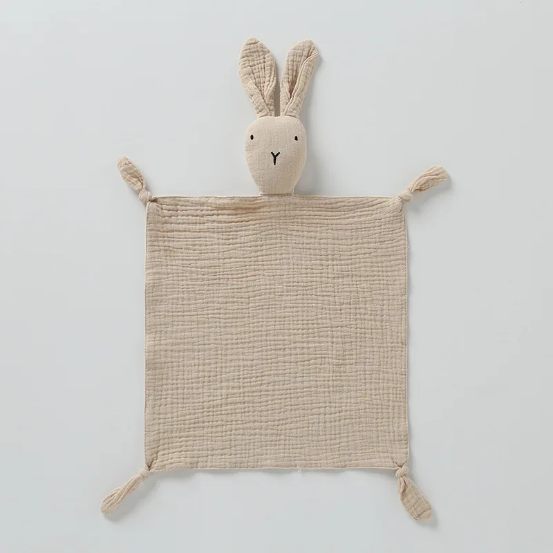 Baby Security Blanket Soft Muslin Animal Toys Lovey Soothing Sensory Toy Cute Rabbit Fabric Cuddle Snuggle Blanket