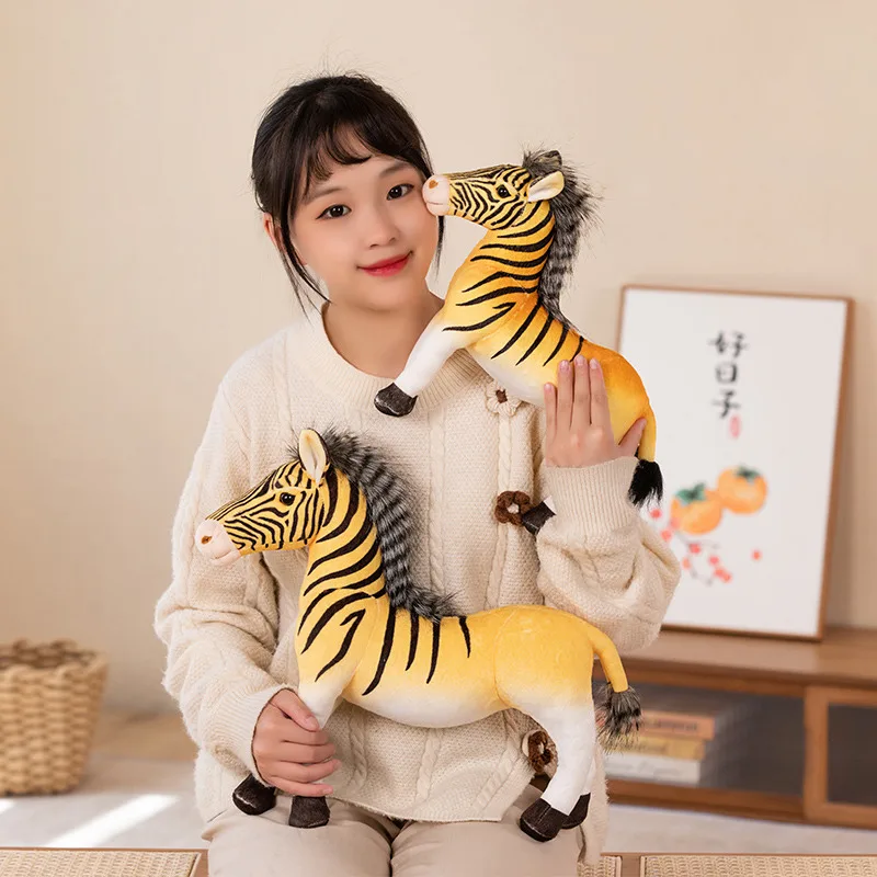 30/40cm New Yellow Zebra Plush Toy Stuffed Cute Realistic Plush Horse Pillow Doll Cushion Home Decor Plushies Gift