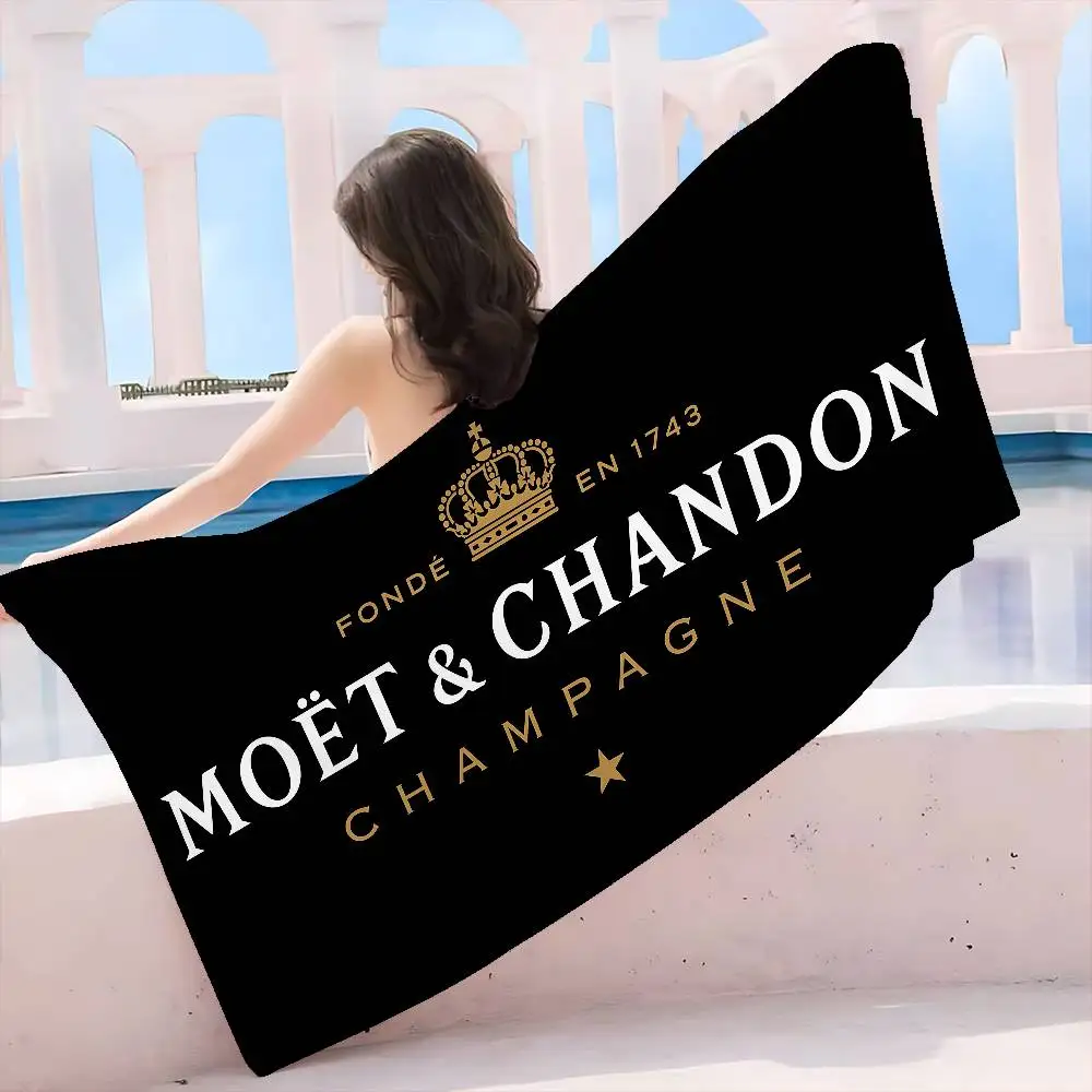 Marca M-Moet C-Chandon Toalha de praia de microfibra de luxo, absorvente, de secagem rápida, macia, para ioga, natação, resort, montanha