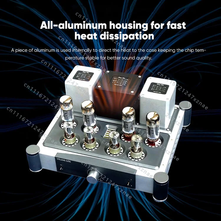 Audiophile Push-Pull EL34 Tube Amplifier Aluminum Receiver Amplifier, Audio A40 40W * 2 Home Theater Stereo Amplifier