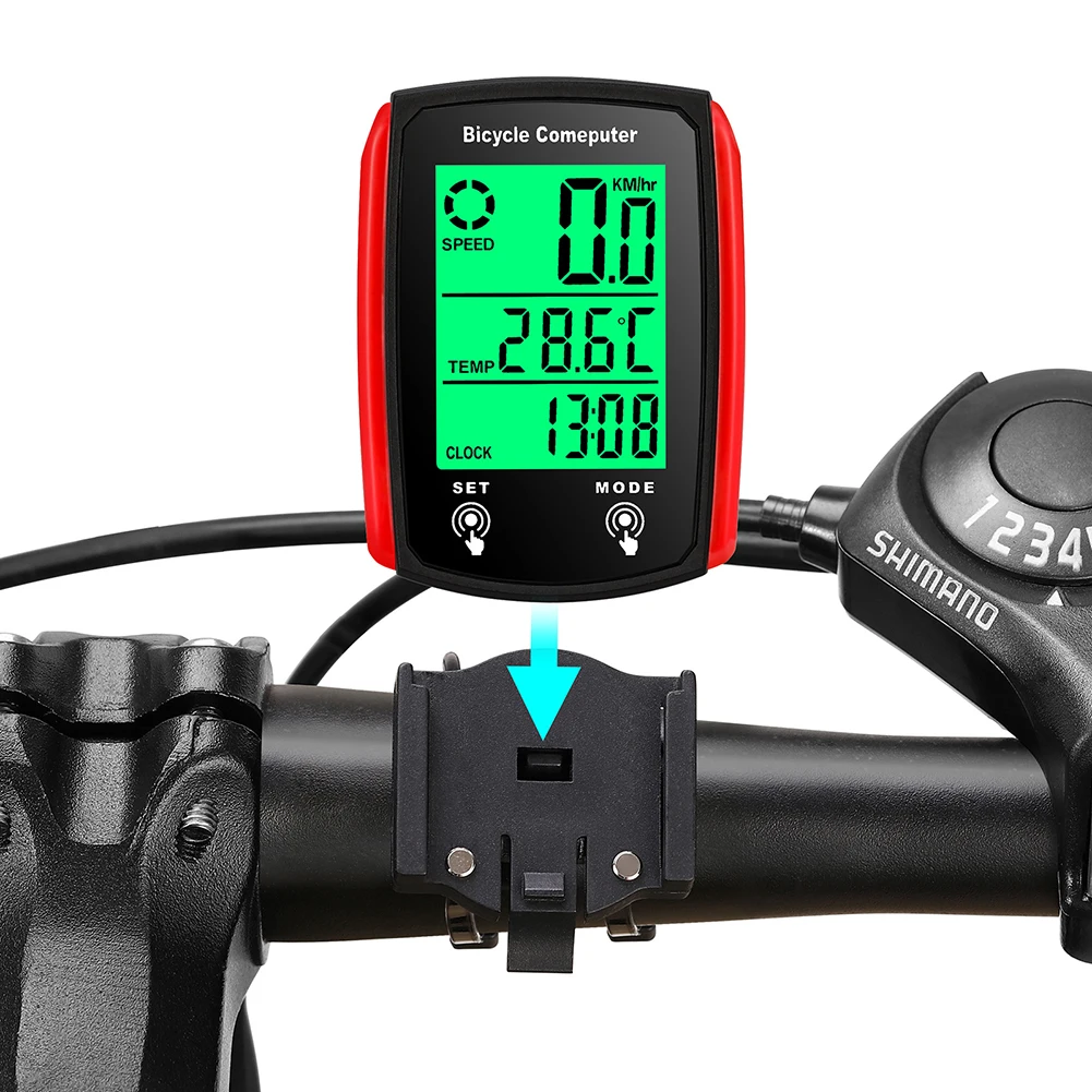 Wired Meter Bicycle Computer Speedometer Waterproof Bike Kilometer Counter Temperature Display Cycling Odometer Stand