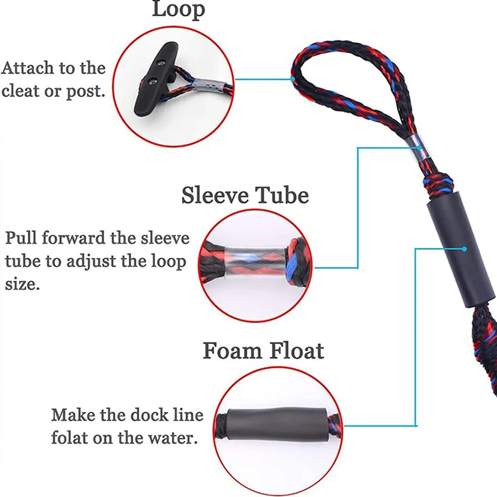 4FT Boat Bungee Dock Line Shock Absorbent Mooring Rope Bungee Water Sport Tow Rope Elastic Wakeboard Floating Ski Rope Boat Gift