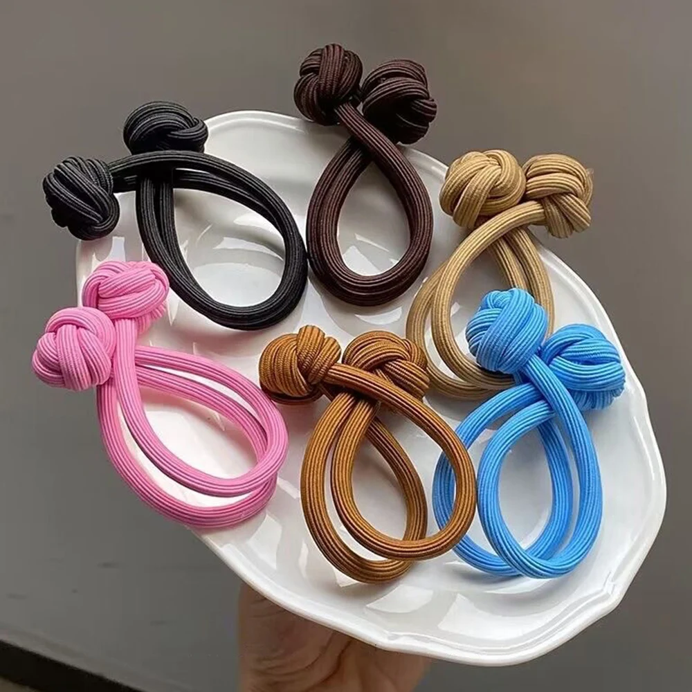 Fashion Y2k Colored Hairtie High Ponytail Thick Hair Elastic Rubber Bands Sturdy Knot Hair Accessories Headwear Bunch Hairstyles