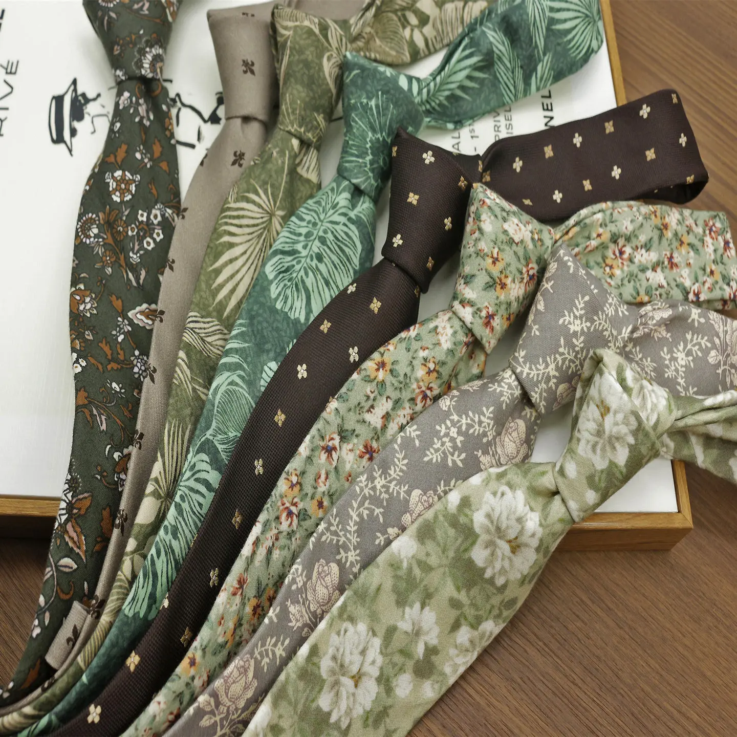 高品質メンズレトロナローエディションライトカラー柄入りネクタイ、フォーマルな宴会用、幅6cm、手作り結びネクタイ