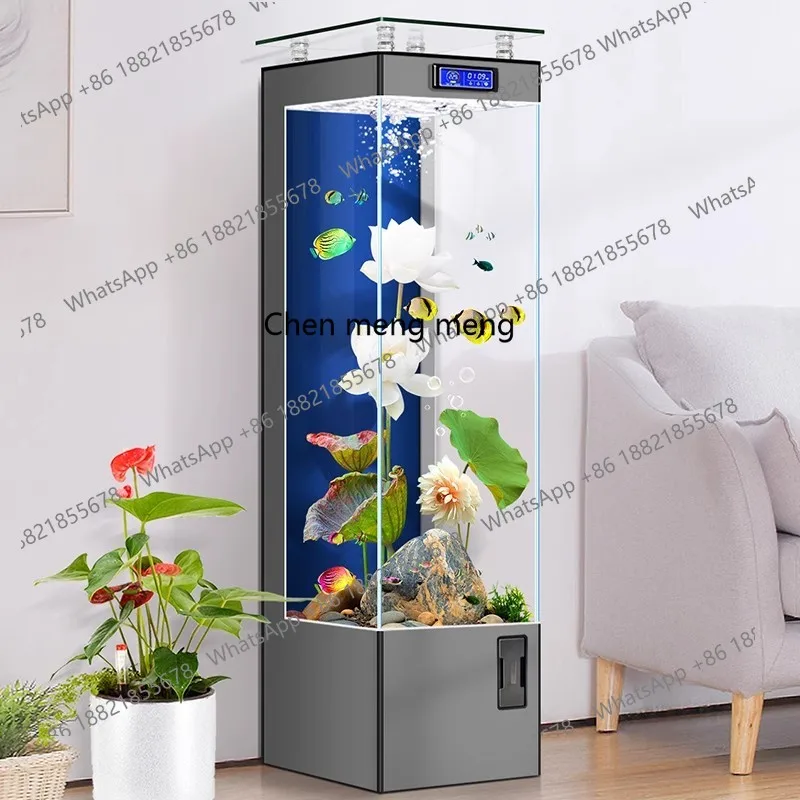 

Vertical fish tank living room against the wall, new home use, small intelligent water-free floor, aquarium