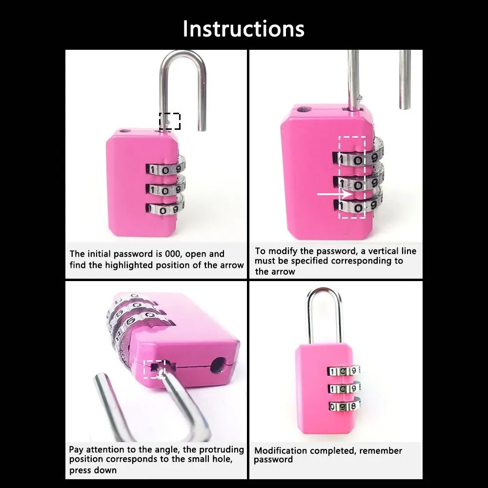 3 Dial Digit Number Combination Password Lock Travel Security Protect Locker Suitcase For Luggage/Bag/Backpack/Drawer Small