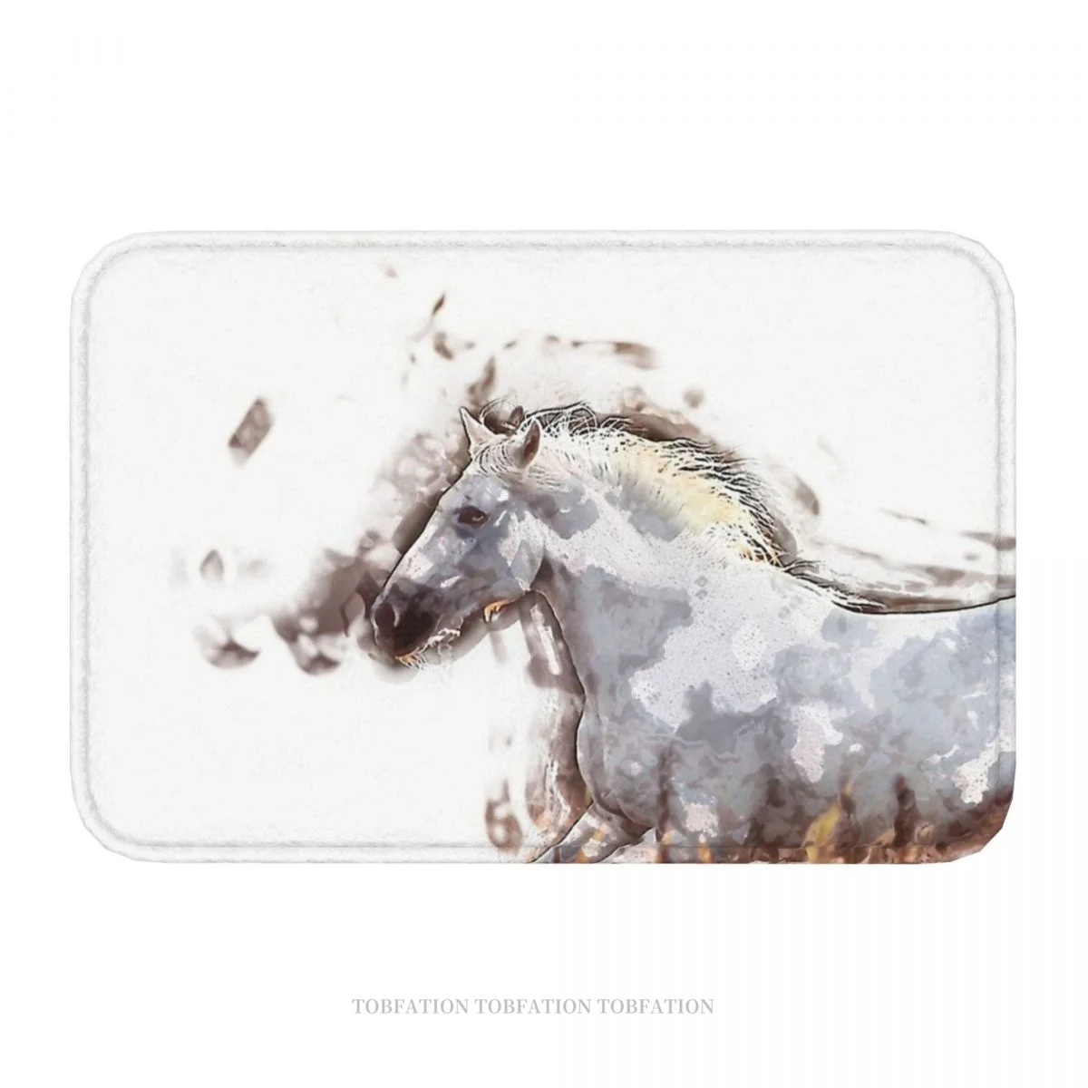 Galloping Horse Run Quickly Non-slip Doormat Watercolor Bath Bedroom Mat Prayer Carpet Home Pattern Decor