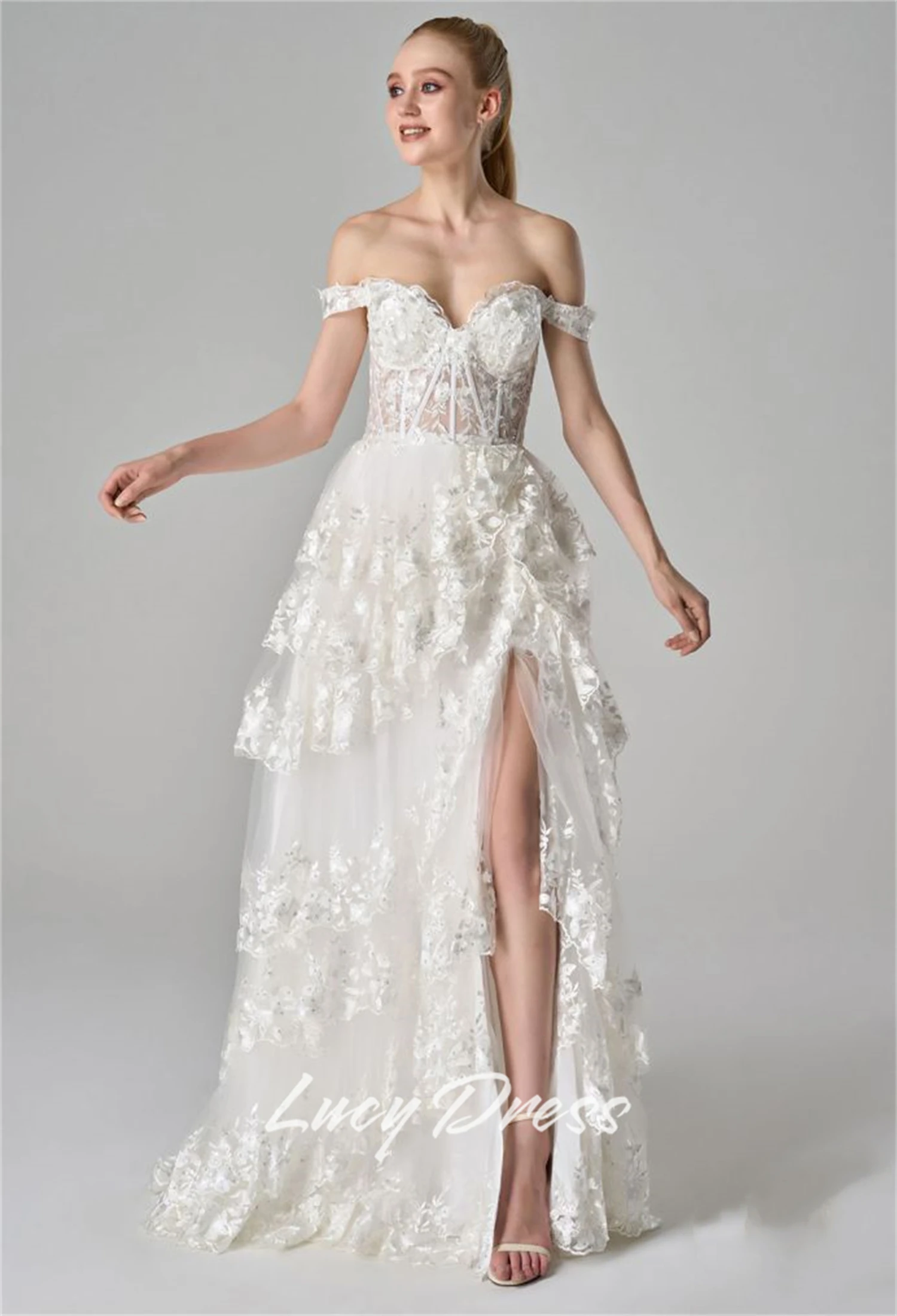 Lucy Aangepaste Bruiloft Jurk Sharon Happy Avondjurk Luxe Prom Gown Vrouwen trouwjurken voor feesten Trouwjurk