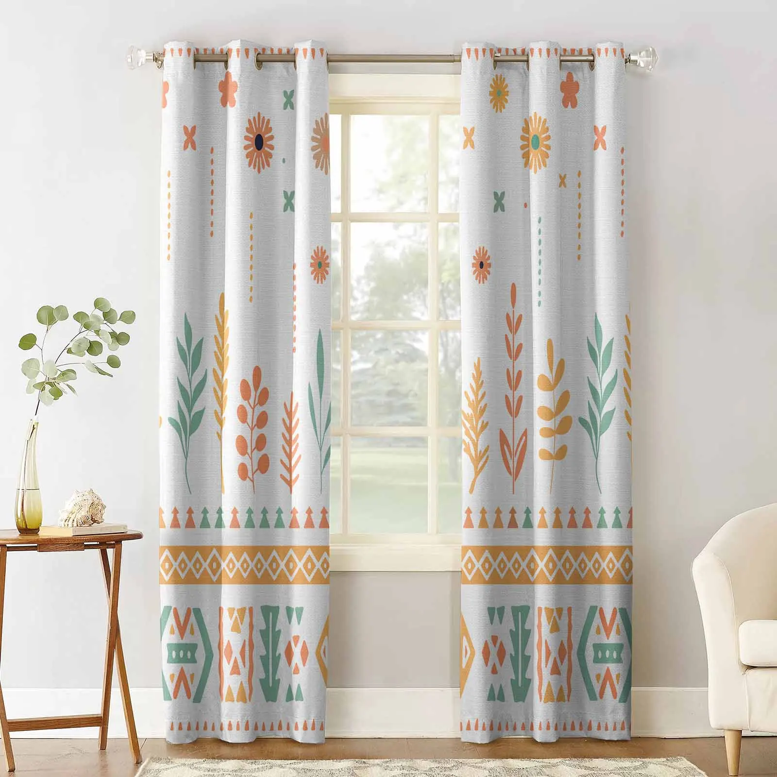 Aztec Navajo Flower Grass Tribe Blackout Curtains For Living Room Bedroom Printed Window Treatment Drapes Home Decor