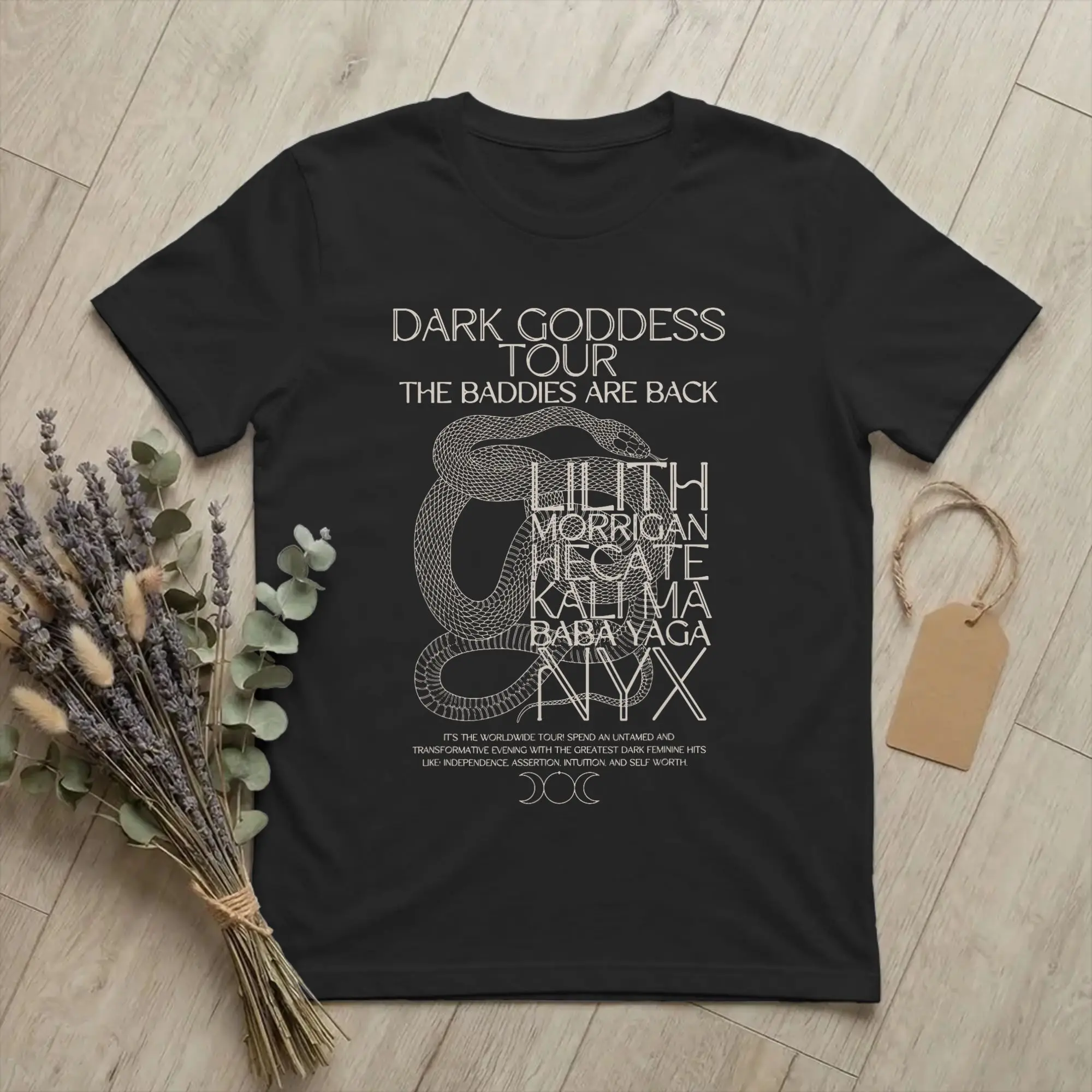 Casual Dark Goddess Tour Nyx Lilith Snake T-Shirt Men Round Collar Pure Cotton T Shirt Hecate Morrigan Tee Shirt Plus Size merch