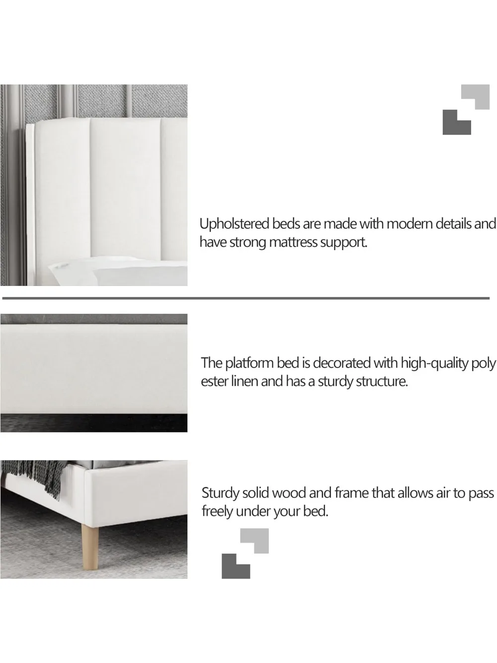 إطار سرير منجد بمنصة كاملة الحجم مع لوح أمامي، شرائح خشبية قوية تدعم لا حاجة إلى صندوق زنبركي سهل التجميع