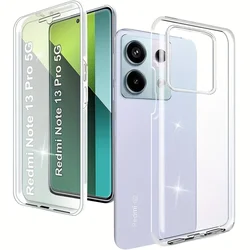 360 Full Body Silicone Transparent Phone Case For Xiaomi Redmi Note 13 Pro 5G 12 11 10 9 9S Redmi 9 10 12C 13C PC Hard Cover