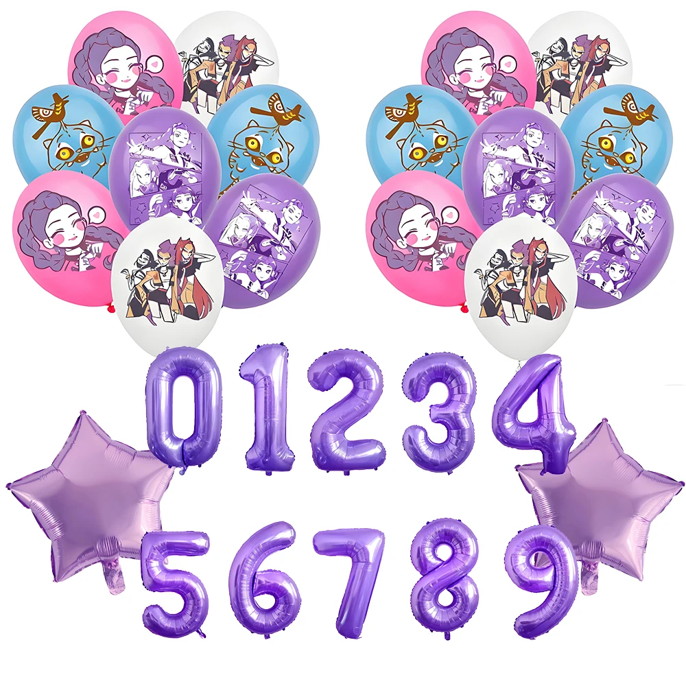 kpop demon hunters Party Balloon Decoration Combo, Colorful Balloons + Letter Decor, Kids' Birthday & Party Decor Fans Gifts