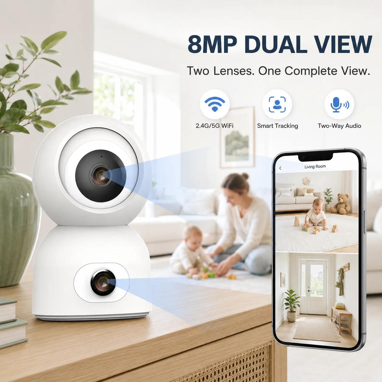 Home Security Google Camera - 투야 5MP 2K 실내 WiFi 보안