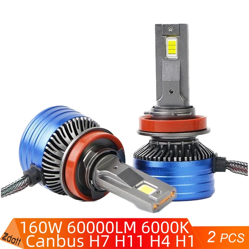 

Zdatt H1 H4 H7 Led Lamp H8 H9 H11 9005 HB3 9006 HB4 High Power 160W 60000lm 6000K Turbo Fan LED Headlight Bulbs 12V 24V