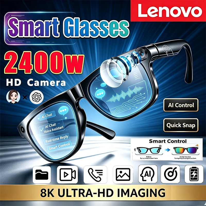 Lenovo Smart AI-Brille 8K Foto-Sonnenbrille 2400MP-Kamera Bluetooth-Gespräch Übersetzung Aufnahme Musik Anruf Outdoor AI-Brille – Detail 1
