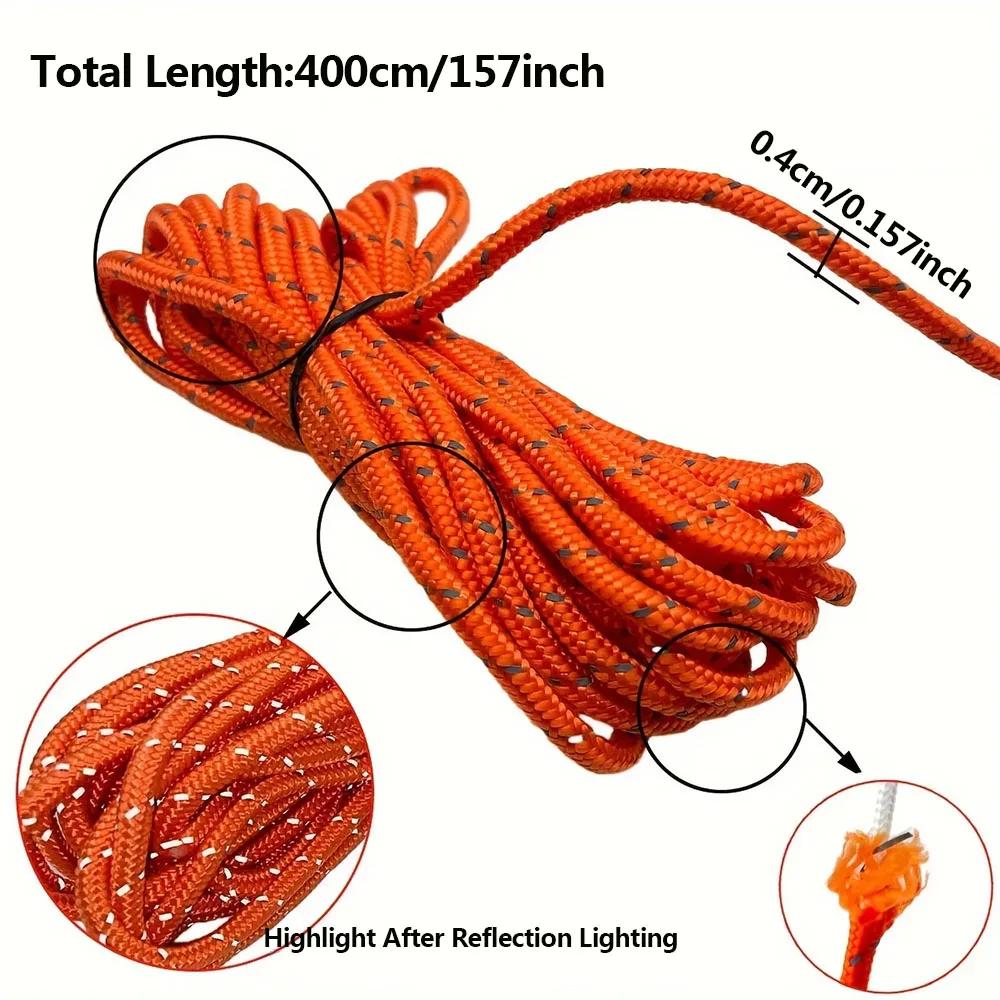 4mm*4m Campingzelt-Spannseil mit Ratsche, Spannvorrichtung, Markisen-Haken, Baldachin-Schnalle, Seilspanner-Werkzeug – Detail 1