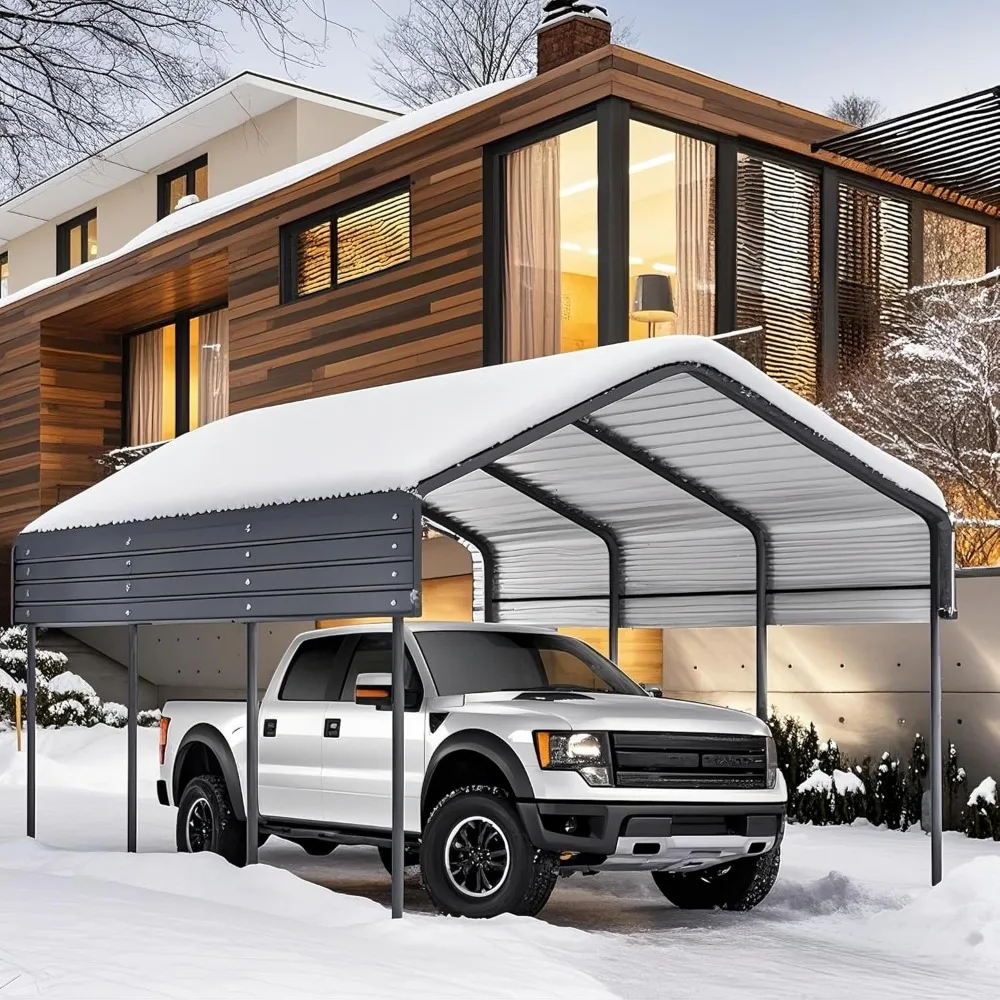 

10x15FT Metal Carport Kits, Heavy Duty Car Port on Clearance with Galvanized Metal Roof, Outdoor Garage Car Shelter, Customized