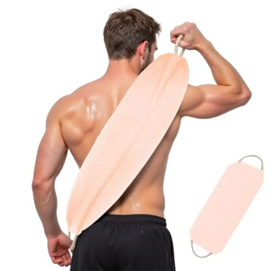 

Exfoliatg Back Scrubber with Handles, Nylon Back Exfoliator, Two Sides Stretchable Pull Strap Shower Deep Cleans Skin Massages