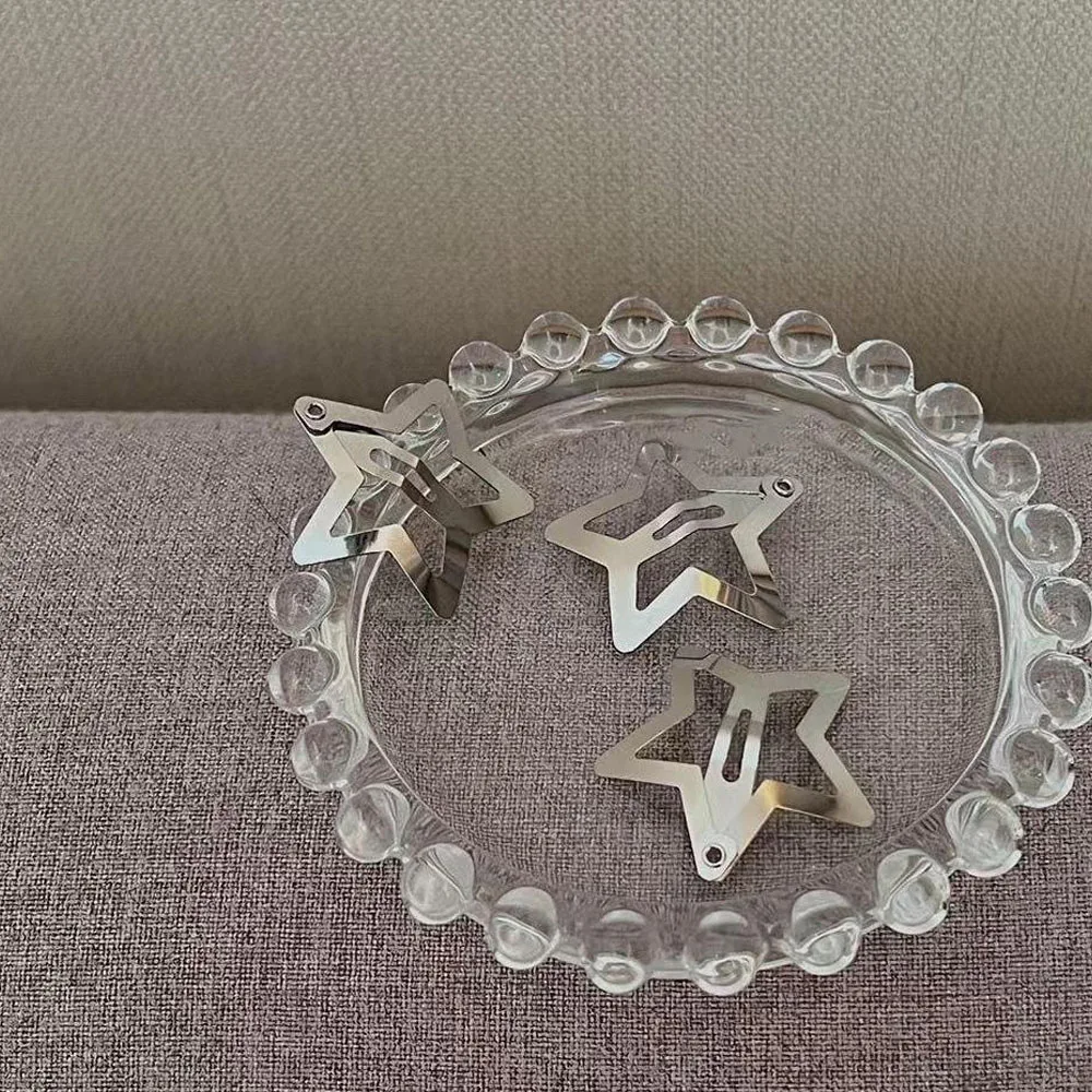 مشابك شعر Y2K على شكل نجمة فضية للفتيات، أغطية رأس على شكل نجمة معدنية، دبابيس بوبي، إكسسوارات مشابك شعر بانك