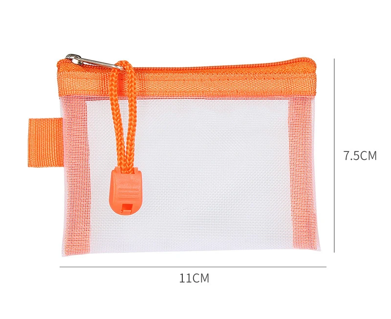 Mini-Geldbörse aus durchsichtigem Nylon mit Netzstoff und Reißverschluss, niedliche Geldbörse, tragbar, für Kreditkarten, Ausweise, Lippenstift, Tasche, Datenleitung, Schlüssel, Kopfhörer-Organizer – Detail 7