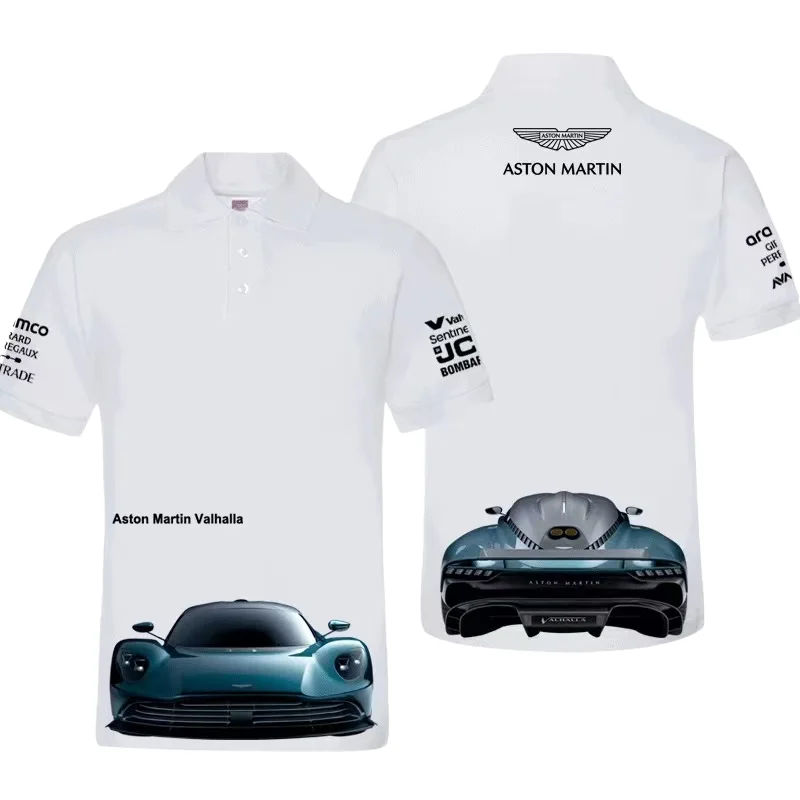 

Aston Martin Valhalla Print Men's Short-sleeve Polo Shirt Casual Car-themed Top for Daily Commute Sports