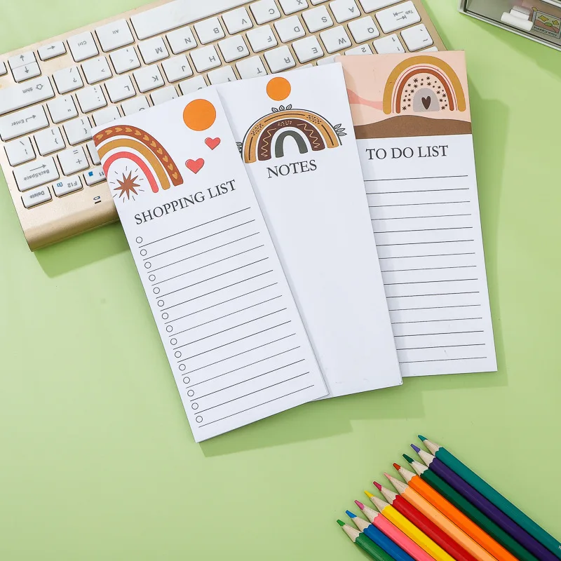 1pc Rainbow Retro Magnetic Notepads，Tearable Shopping List To Do List Memo Pad for Office Home Kitchen Fridge Decor