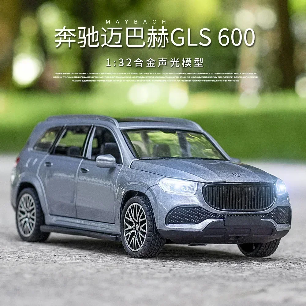 

1:32 Mercedes Benz Maybach GLS 600 High Simulation Diecast Metal Alloy Model car Sound Light Pull Back Collection Kids Toy Gift