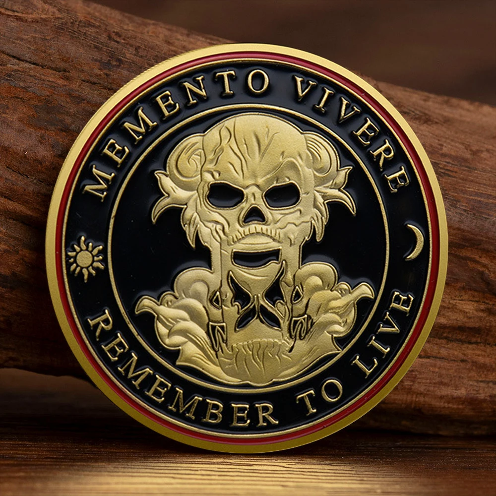 تذكر أن يعيش Memento Vivere Souvenir Coin مطلية بالذهب Memento Mori وقتك سوف يأتي عملة تذكارية