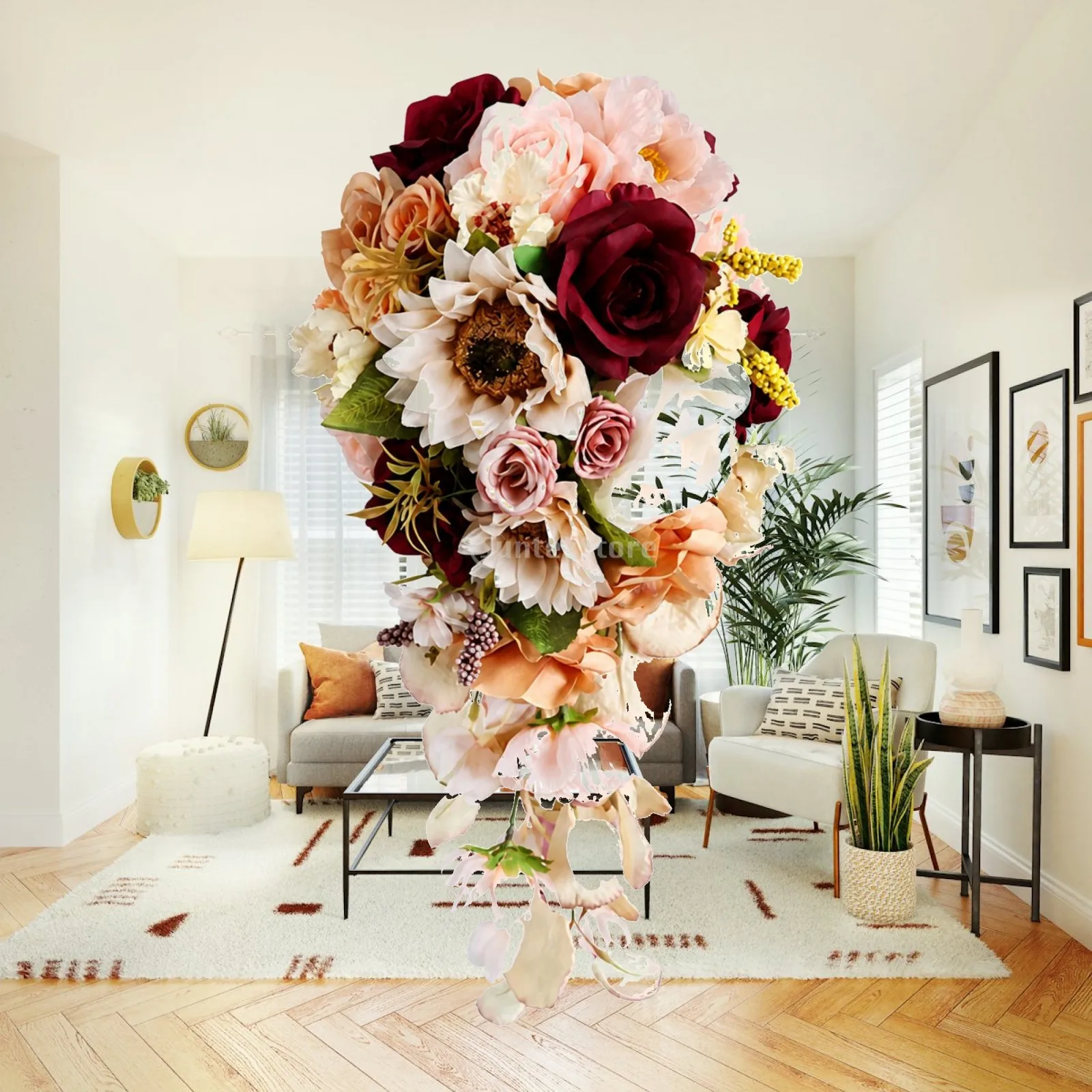 bouquet-de-mariee-automnal-en-fleurs-de-soie-en-forme-de-goutte-d'eau-noue-a-la-main-avec-des-rubans-et-des-guirlandes-pour-la-mariee