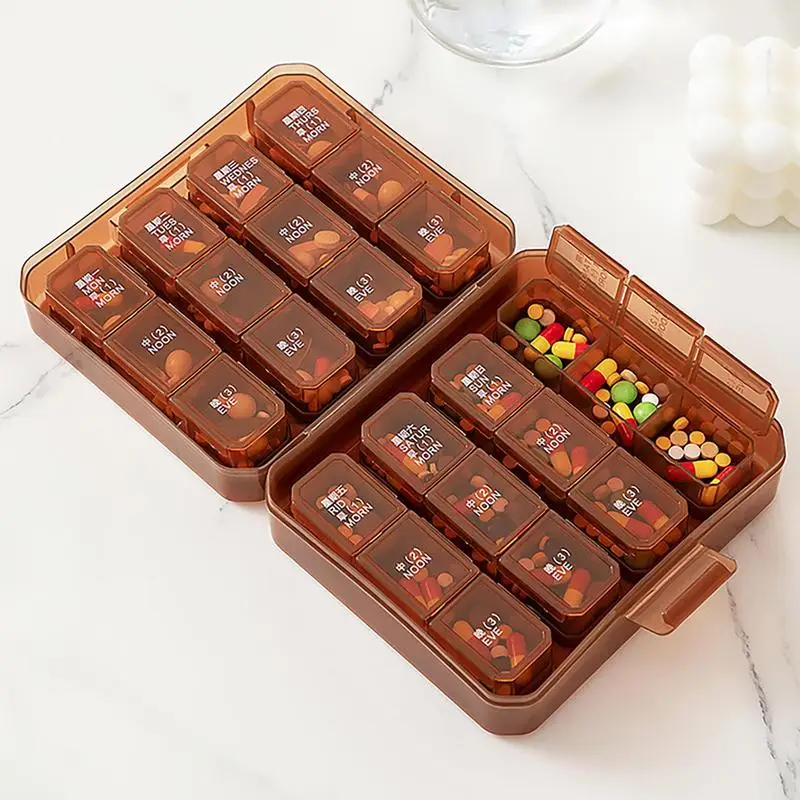 Double Layer Pill Organizer 7 Days Organizer Daily Medicine Storage Box 24 Compartments Travel Weekly Tablets Organizer box