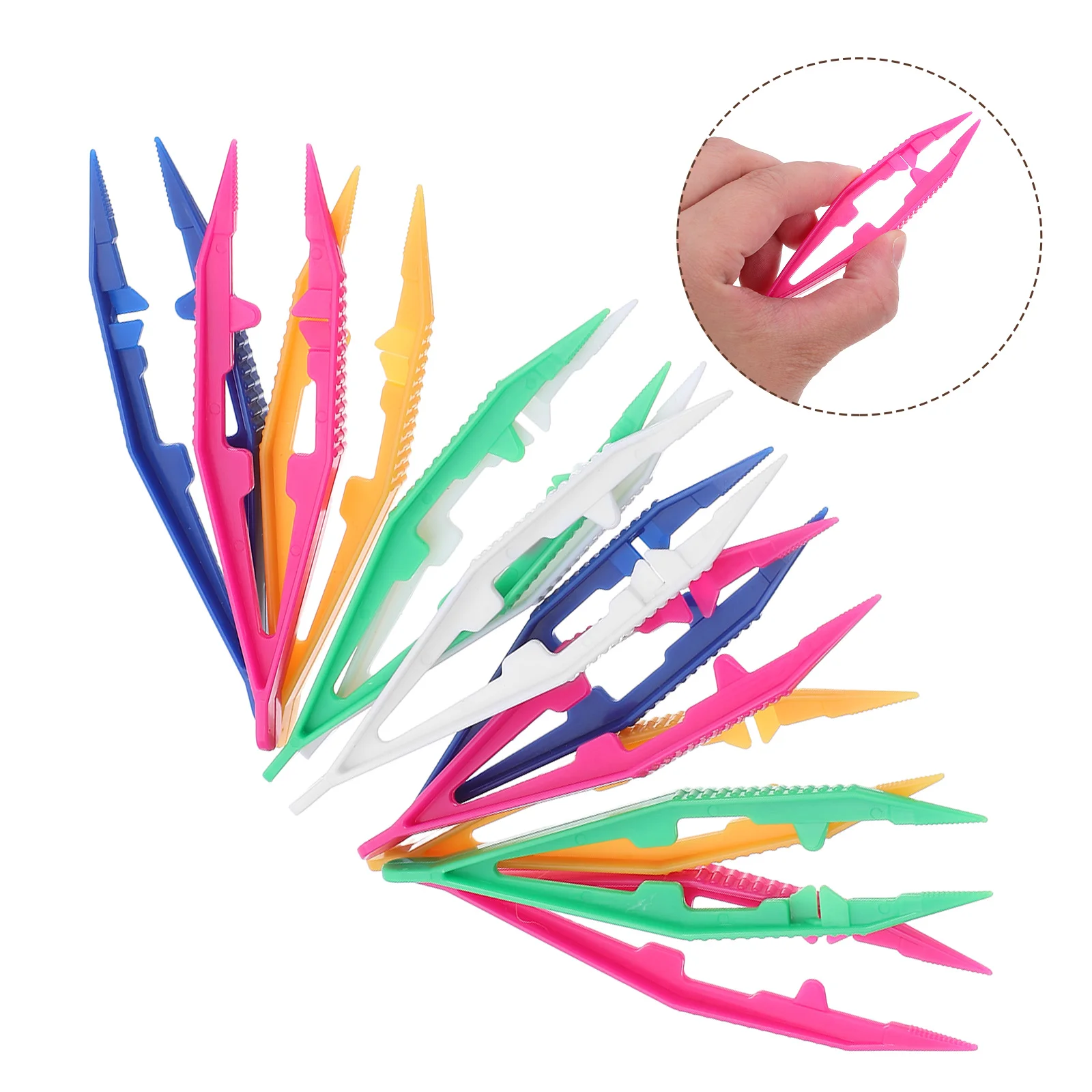 Pincettes à haricots en vrac pour l'artisanat, outils de perles, artisanat des ongles, pointe Fine en plastique plat pour enfant, 50 pièces
