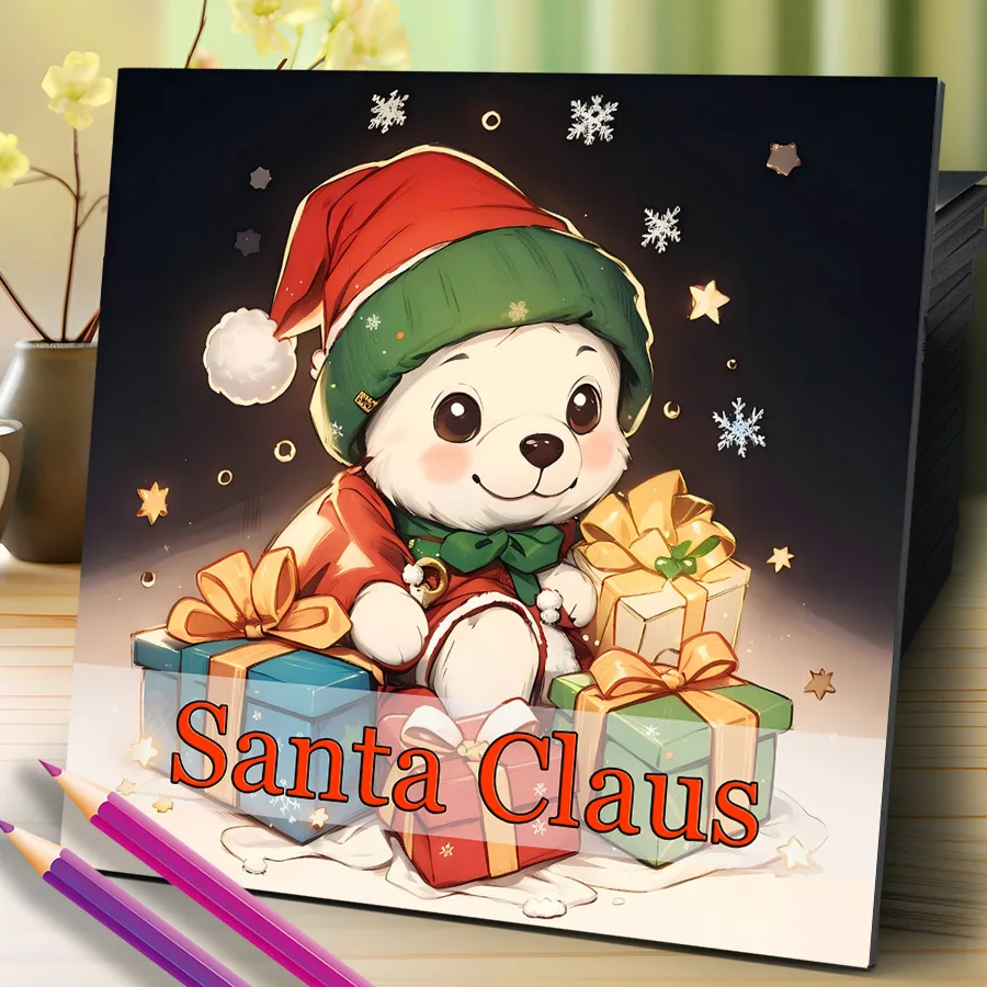 Santa Claus Coloring Book 20Page Christmas theme Gift For Relieve Stress Kill Time Graffiti Painting Drawing Adult Picture books