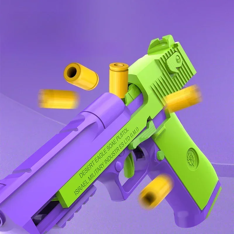 Turnip Gun Decompression Toys Desert Eagle Pistol 1911 Continuous Shell Throwing Air-mounted Pistol Launcher Toy Gun