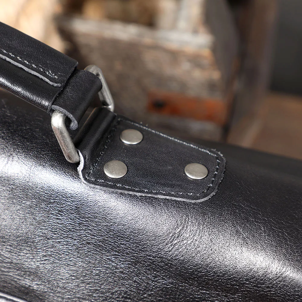Echtleder Herren-Aktentasche 15 Zoll Laptop-Tasche Einfache Rindsleder-Umhängetasche Pflanzlich gegerbtes Leder Modischer Casual-Stil – Detail 15