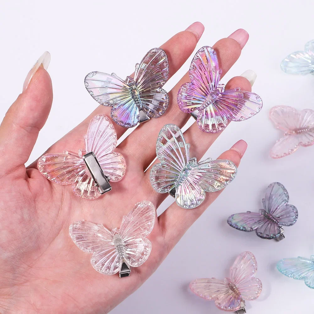 Butterfly Princess Hairpins for Girls, Headwear infantil, presilhas, grampos de cabelo, acessórios de cabelo, moda adorável, atacado, 5pcs