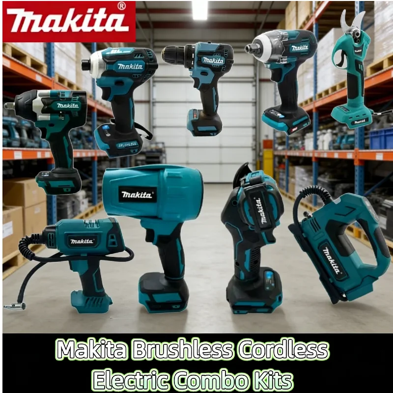 

Makita Electric Brushless Cordless Impact Hammer Drill Angle Grinder For Makita Battery Electric Circular Saw Combo Kits Power