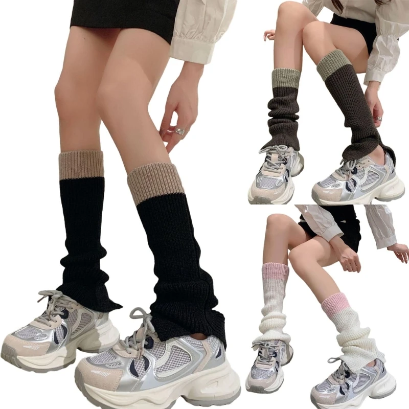 

Lolita Girls Winter Leg Warmers Y2K Knitted Flared Leg Sleeves Goth Crochet Baggy Cuffs Ankle Heap Socks JK Uniform Foot Cover