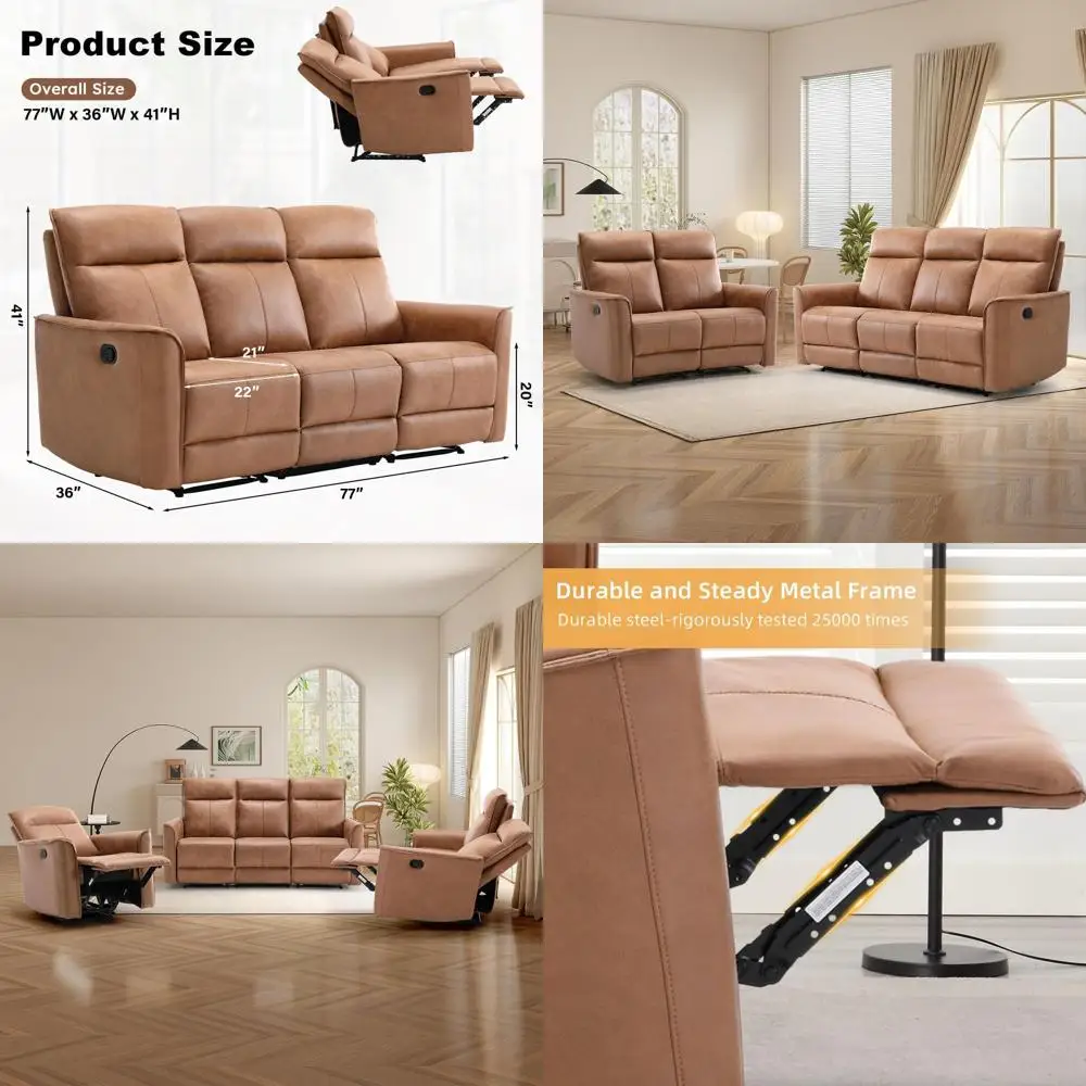 

Комплект из двухместного кресла-реклайнера и трехместного дивана для гостиной, коричневый (диван-люкс + диван)